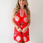 Palm Geometric Print Sleeveless Mini Dress