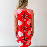 Palm Geometric Print Sleeveless Mini Dress