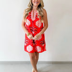 Palm Geometric Print Sleeveless Mini Dress