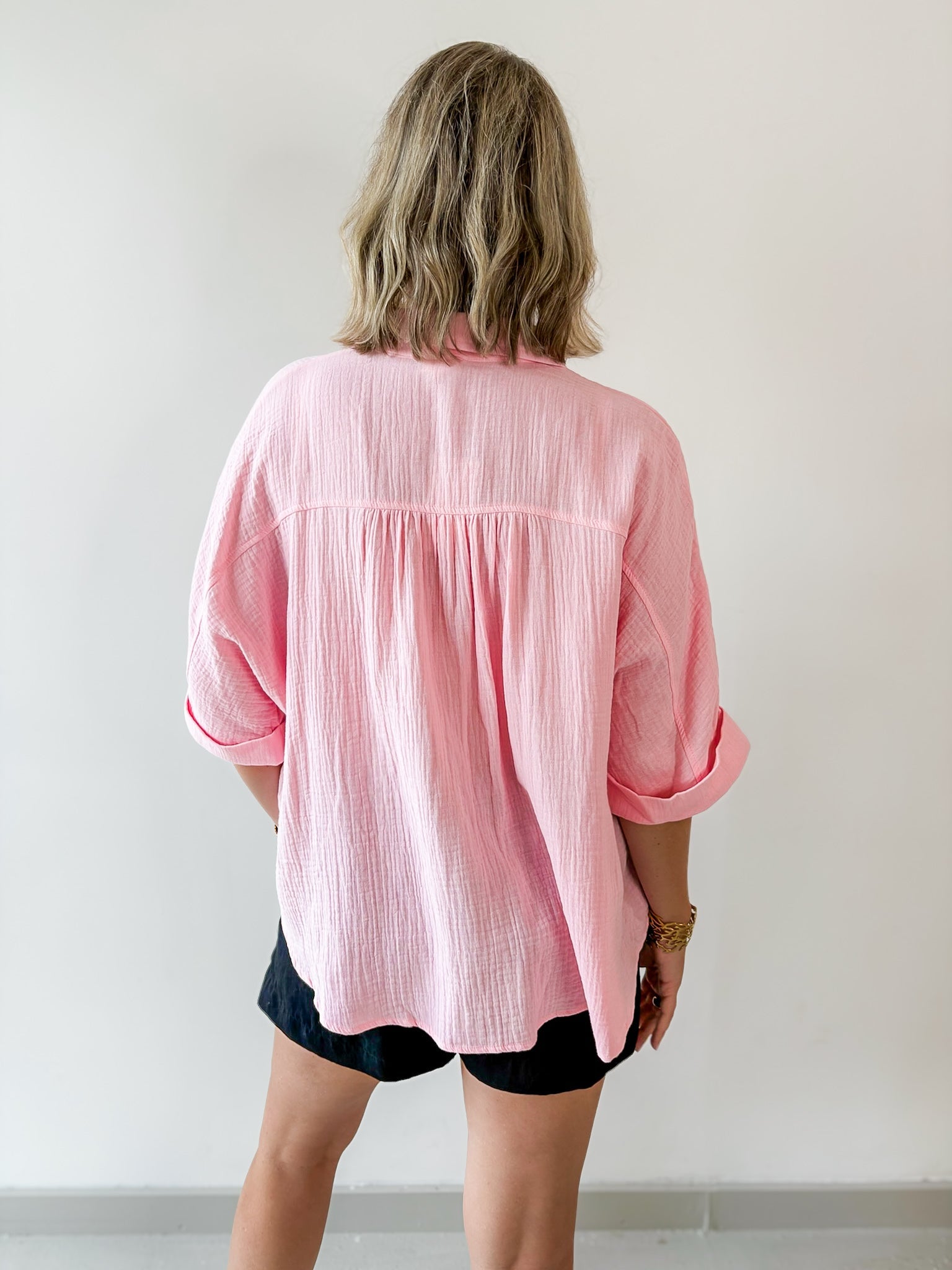 Palm Tree Embroidered Gauze Shirt