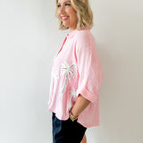 Palm Tree Embroidered Gauze Shirt