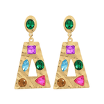 Pave Glass Dangle Earrings