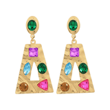 Pave Glass Dangle Earrings