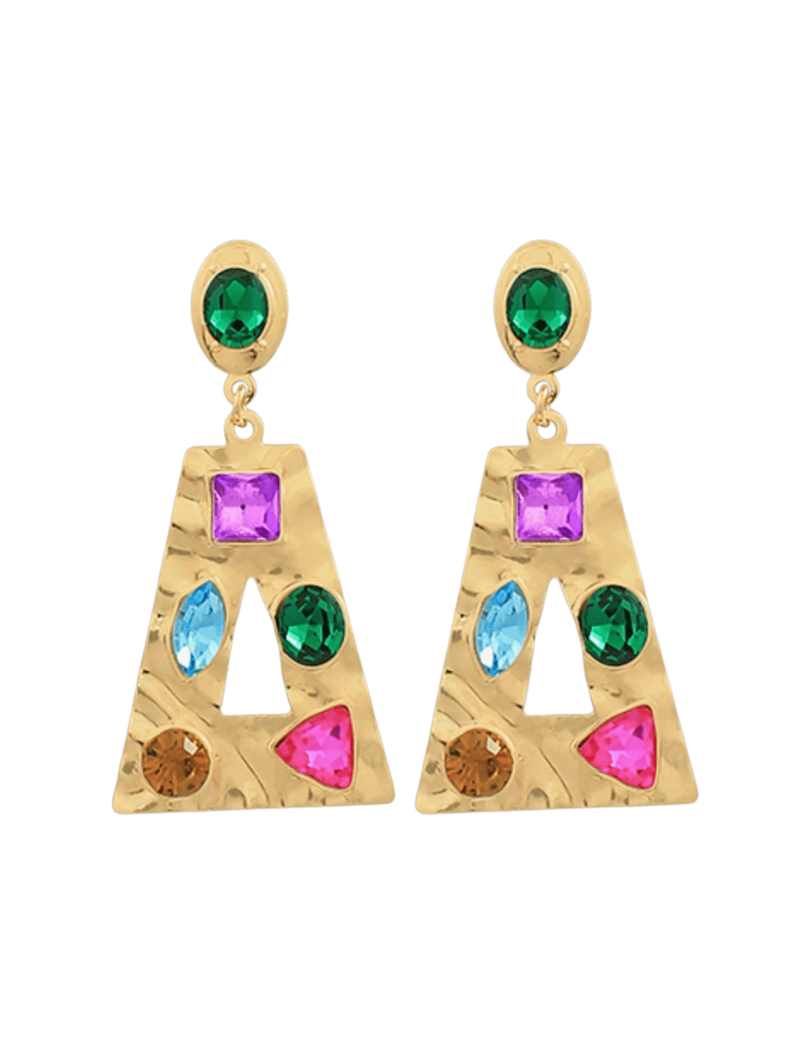 Pave Glass Dangle Earrings