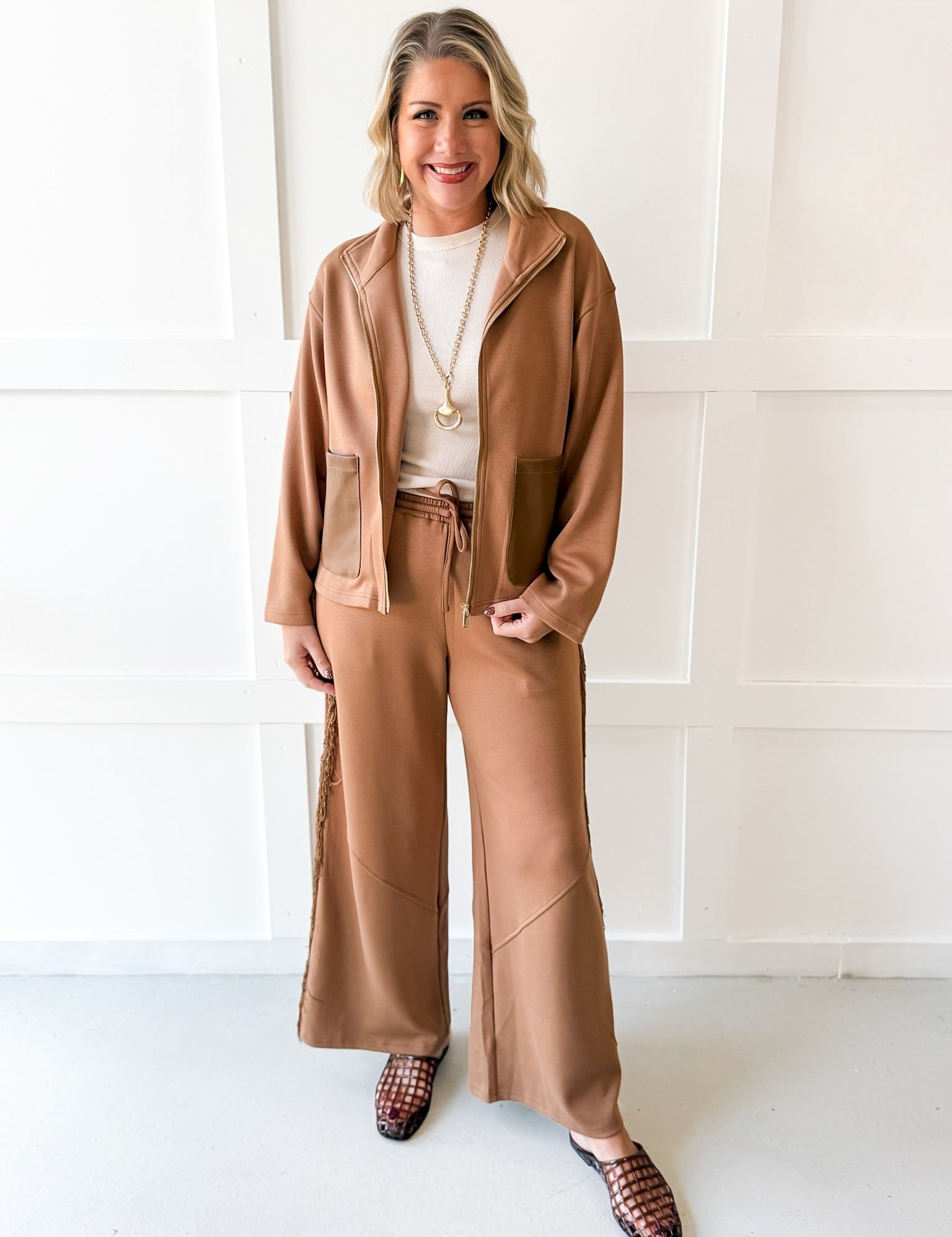 P.Cill Modal Jacket & Pant Set - Latte
