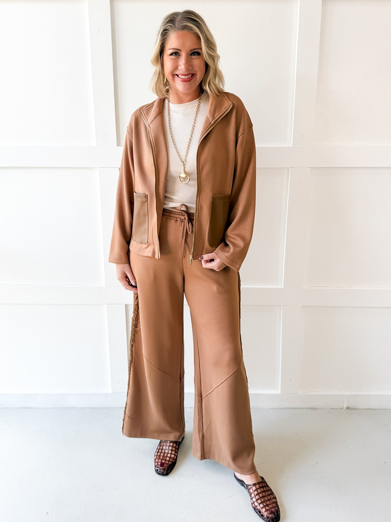P.Cill Modal Jacket & Pant Set - Latte