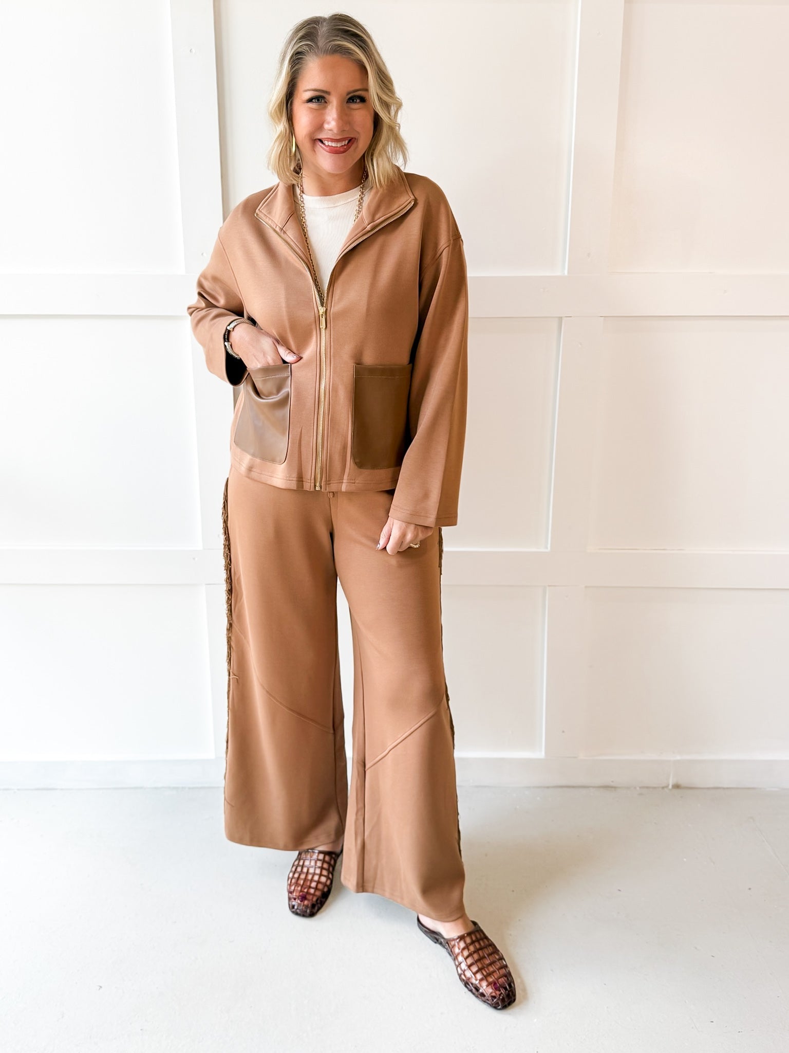P.Cill Modal Jacket & Pant Set - Latte