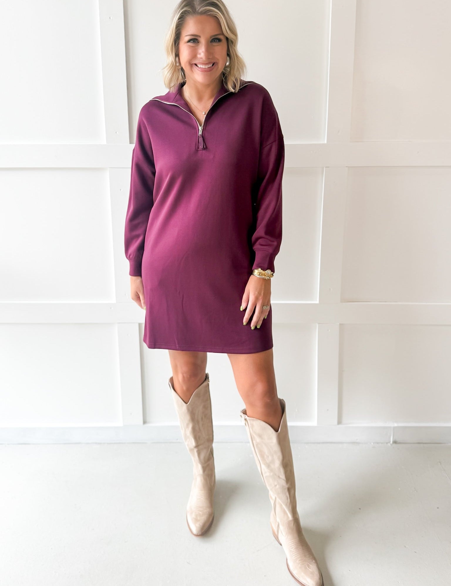 P.Cill Quarter Zip Dress- Port