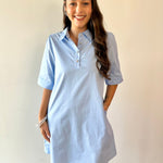 Pearl Accent Shift Dress - Blue