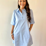 Pearl Accent Shift Dress - Blue