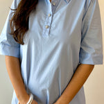 Pearl Accent Shift Dress - Blue