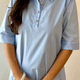 Pearl Accent Shift Dress - Blue