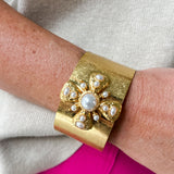 Pearl Cross Cuff Bracelet-24k Gold