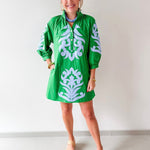 Pearl Detail Two Tone Button Down Dress