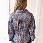 Peplum Shirt - Camel Blue