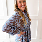 Peplum Shirt - Camel Blue