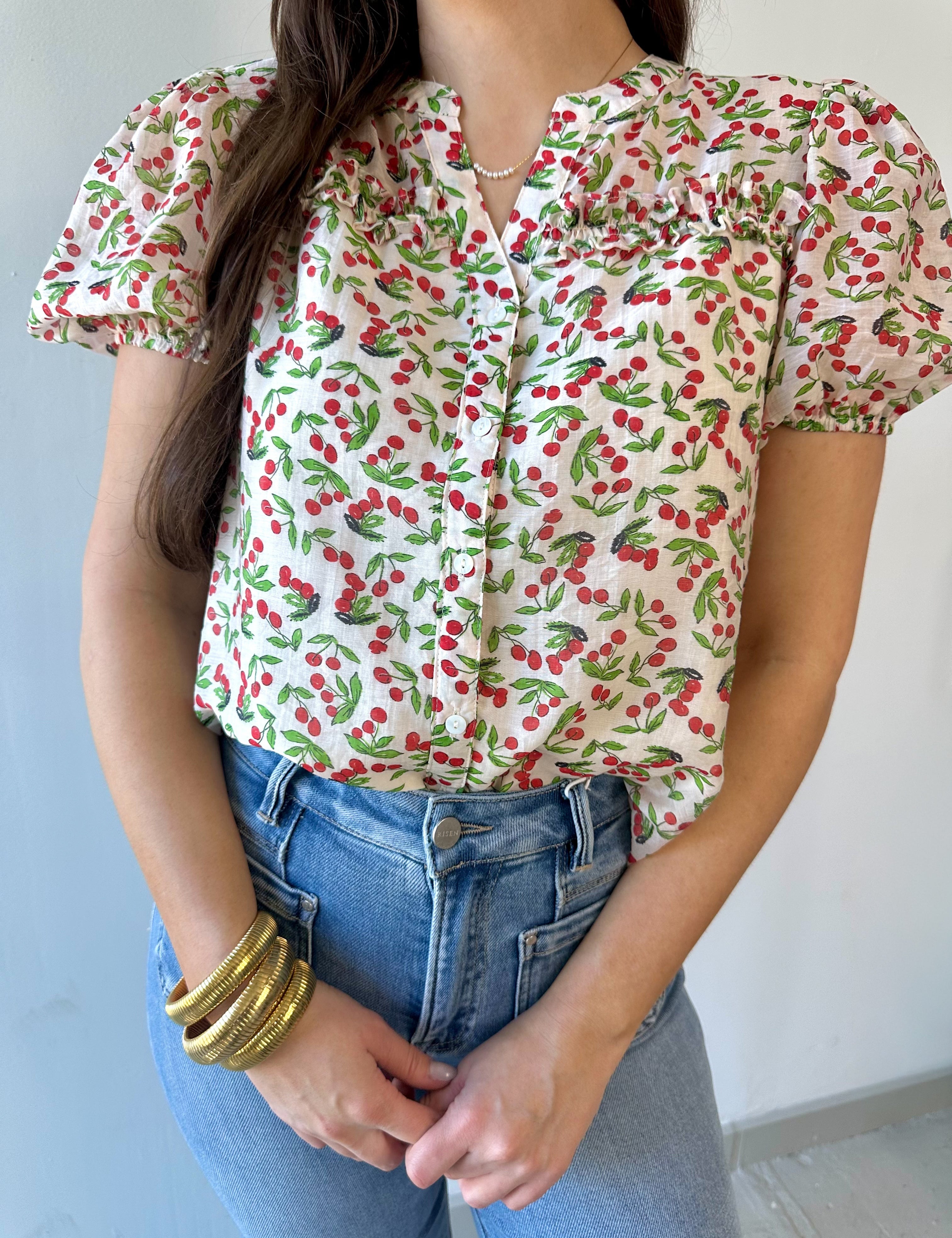 Picnic Moments Cherry Blouse