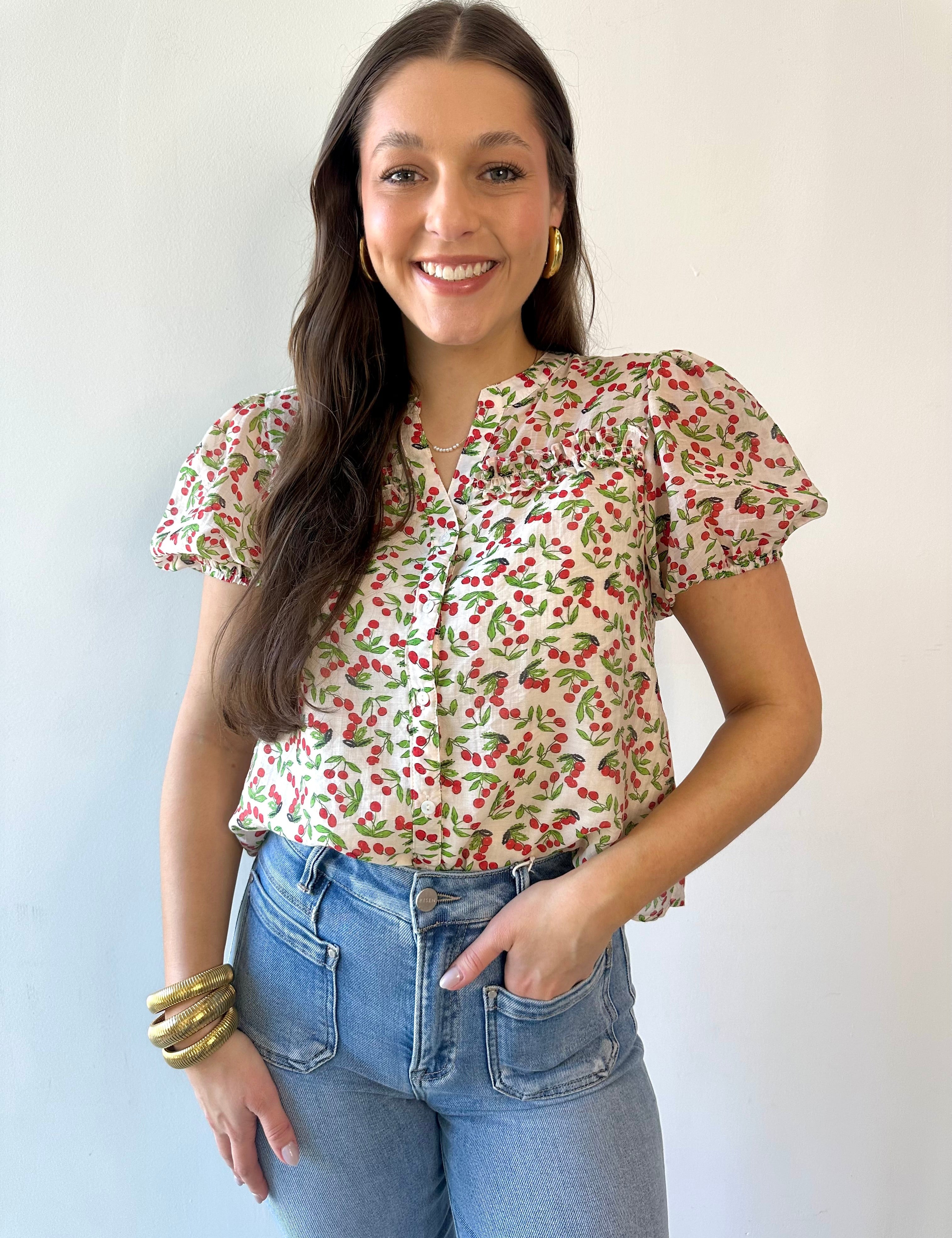 Picnic Moments Cherry Blouse