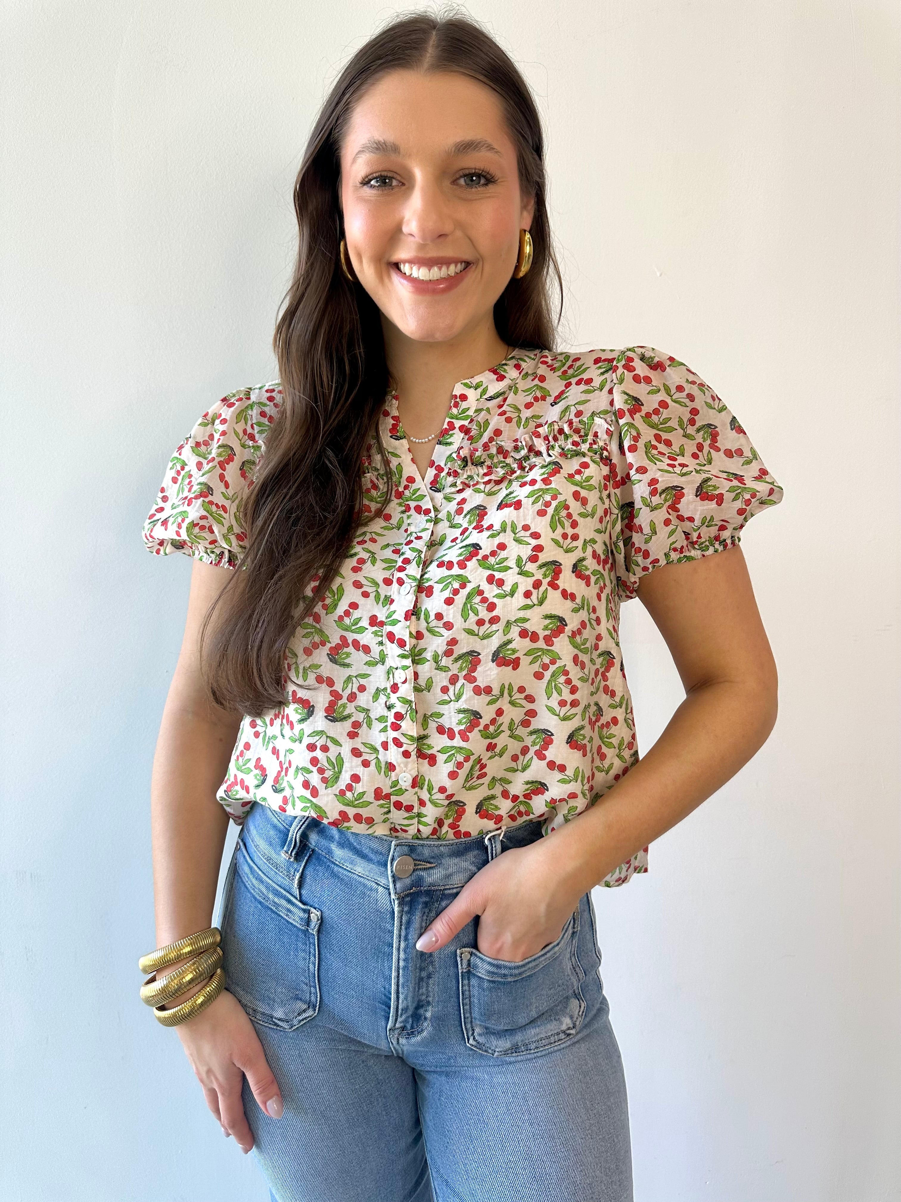 Picnic Moments Cherry Blouse