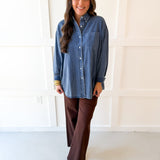 Pigment Wash Oversized Shirt - Blue