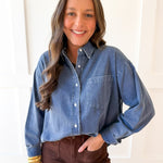 Pigment Wash Oversized Shirt - Blue