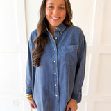 Pigment Wash Oversized Shirt - Blue