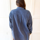 Pigment Wash Oversized Shirt - Blue
