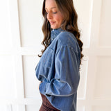 Pigment Wash Oversized Shirt - Blue