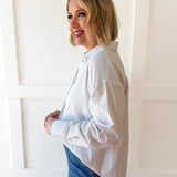 Pin Stripe Button Boyfriend Shirt