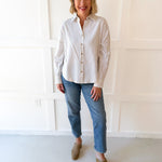 Pin Stripe Button Boyfriend Shirt