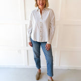 Pin Stripe Button Boyfriend Shirt