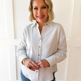 Pin Stripe Button Boyfriend Shirt
