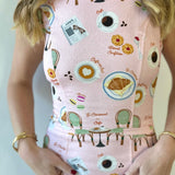 Pink Denim Print Sleeveless Dress