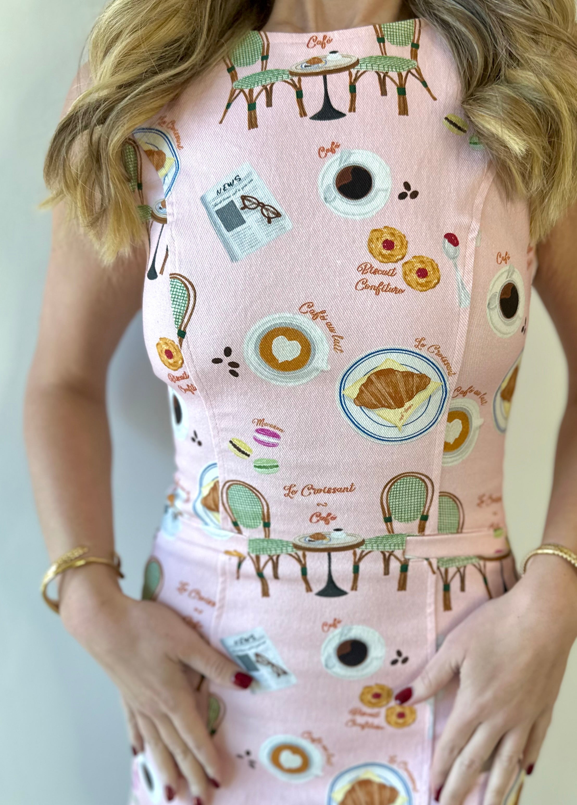 Pink Denim Print Sleeveless Dress