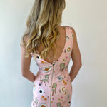 Pink Denim Print Sleeveless Dress