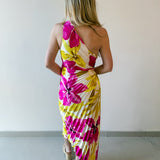 Pink Honey Suckle One Shoulder Dress