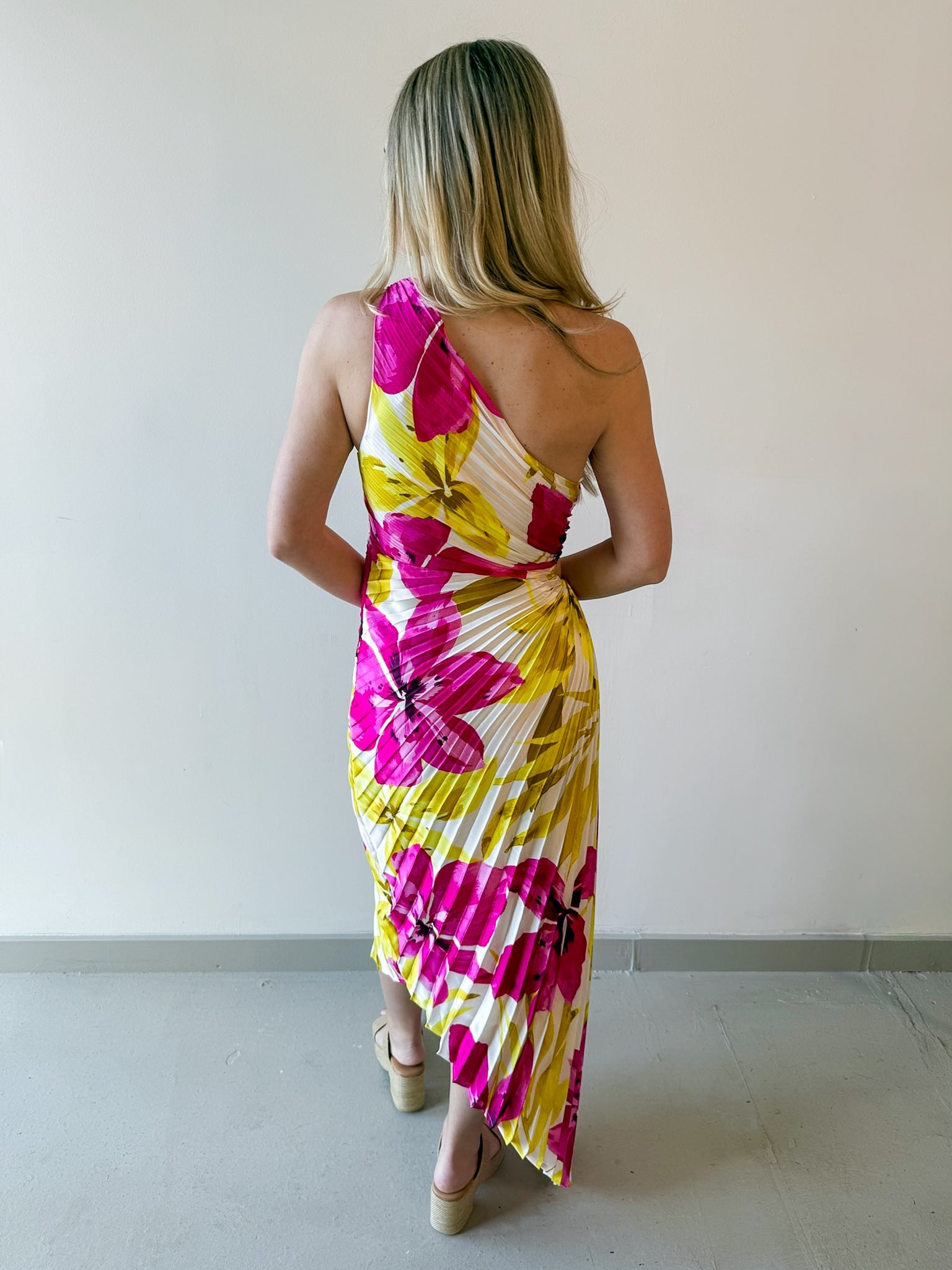 Pink Honey Suckle One Shoulder Dress