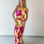 Pink Honey Suckle One Shoulder Dress