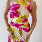 Pink Honey Suckle One Shoulder Dress