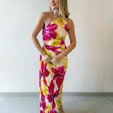 Pink Honey Suckle One Shoulder Dress