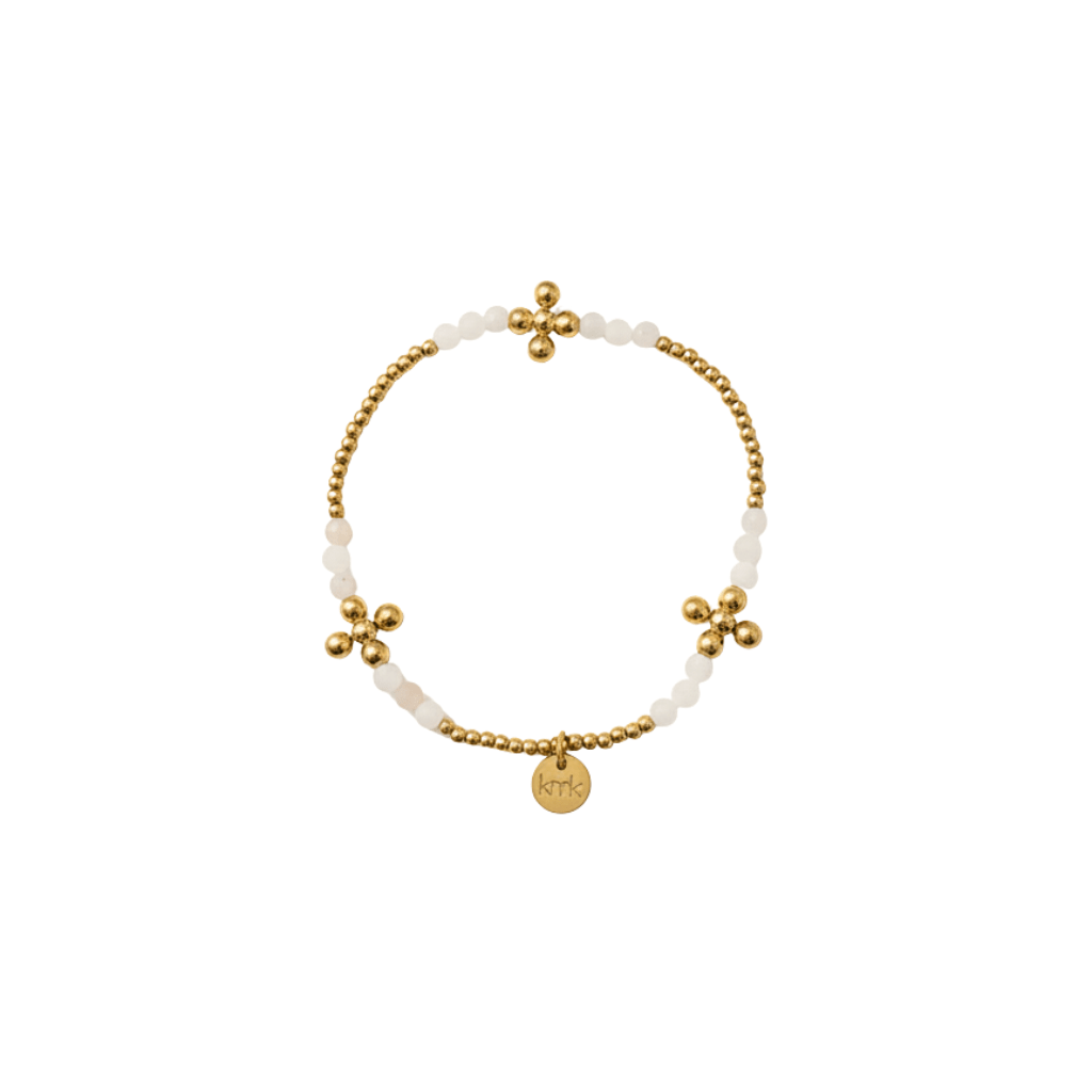 Pink Opal & Gold Bead Bracelet