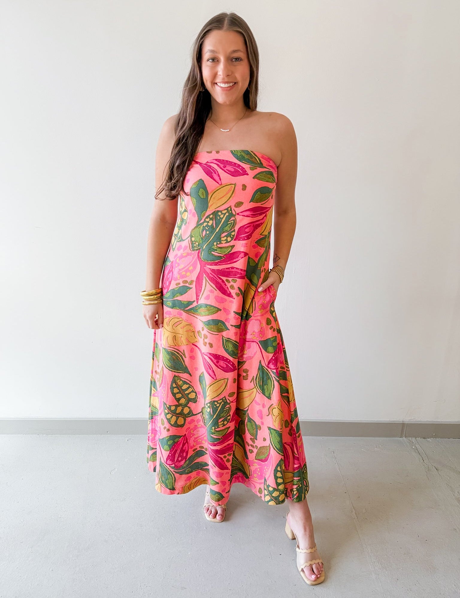 Pink Rio Strapless Maxi Dress