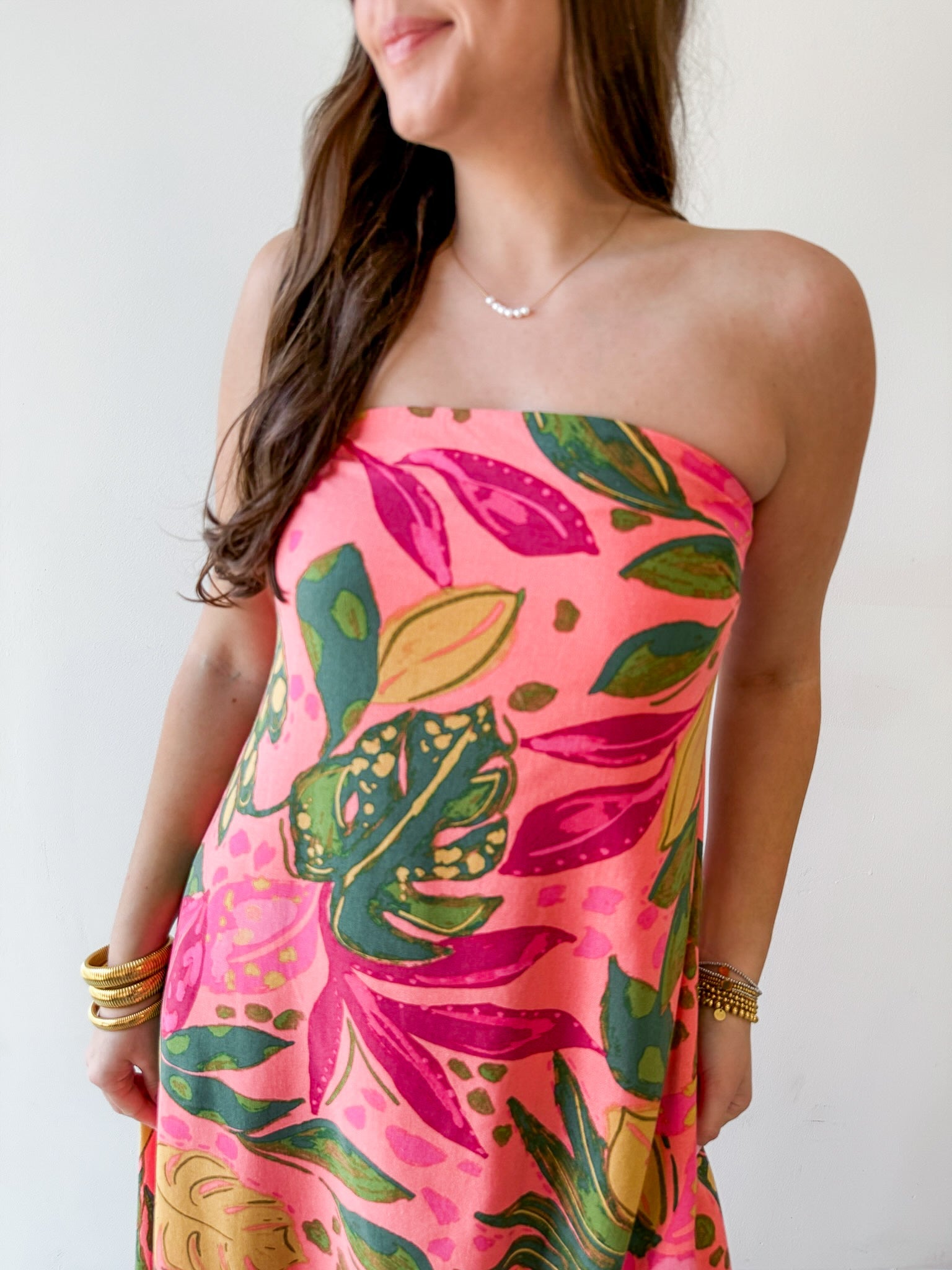 Pink Rio Strapless Maxi Dress