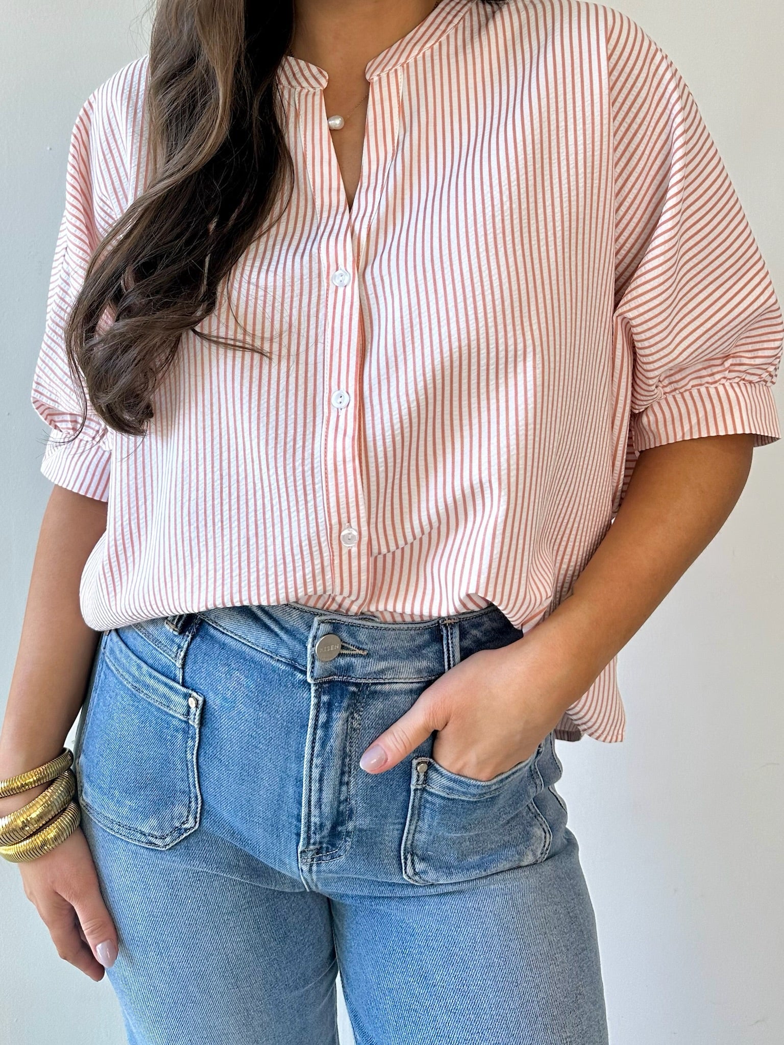 Pinstripe Seersucker Top