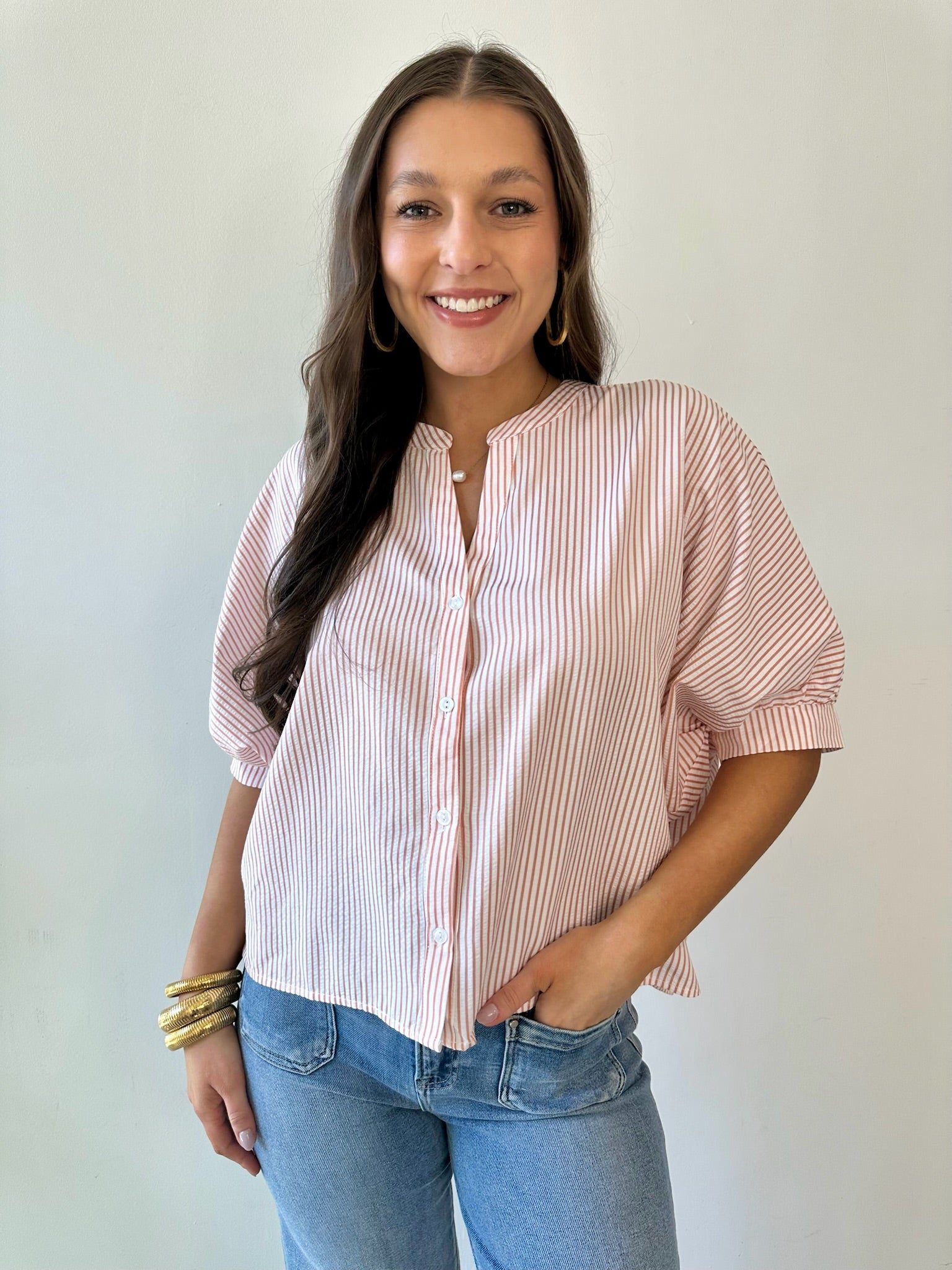 Pinstripe Seersucker Top