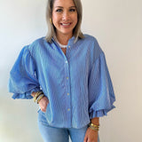 Pinstripe Voluminous Bubble Top