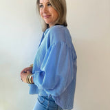 Pinstripe Voluminous Bubble Top