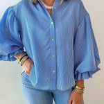 Pinstripe Voluminous Bubble Top