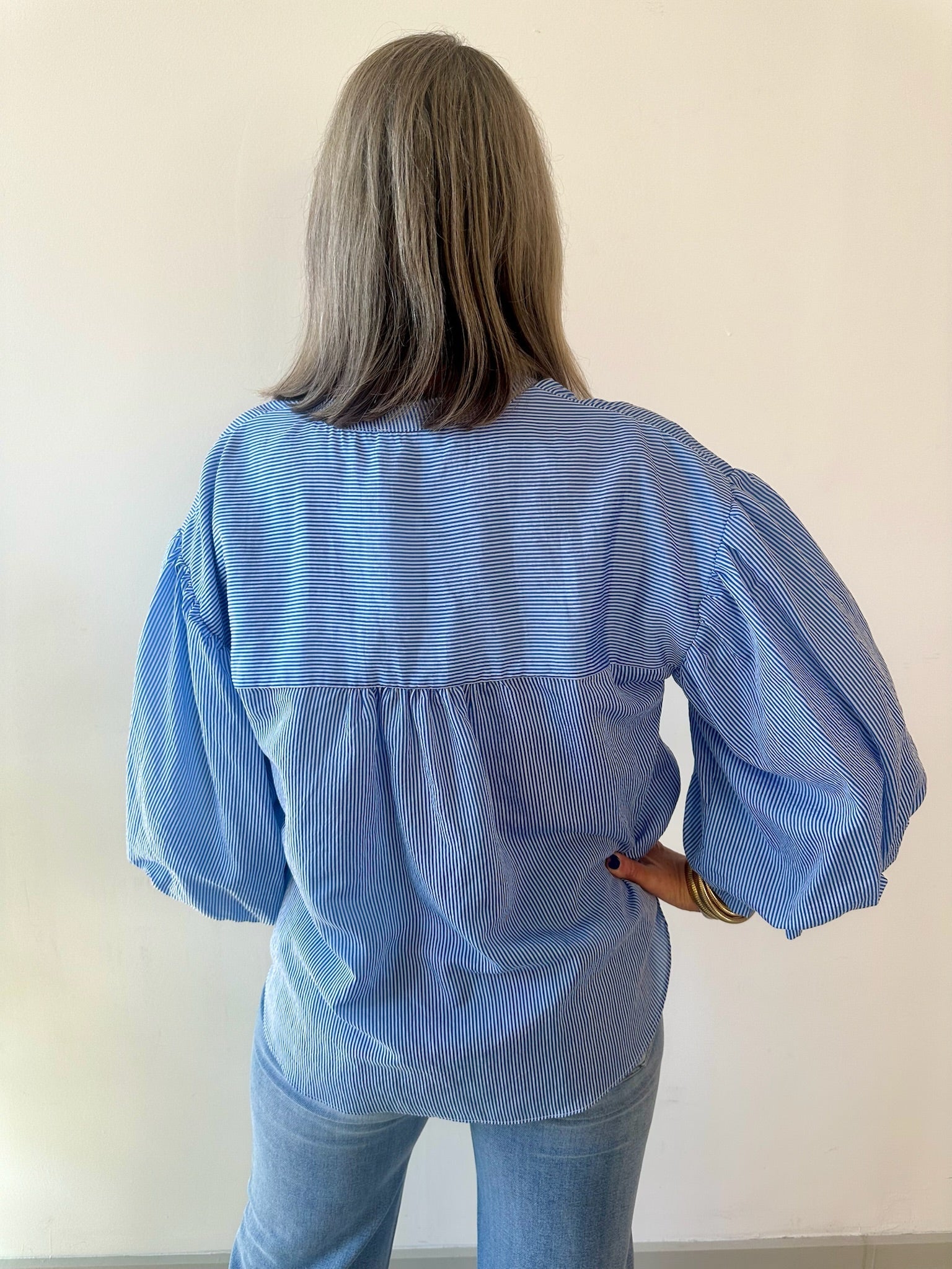 Pinstripe Voluminous Bubble Top