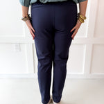 Pintuck Easy Pull Pants - Navy